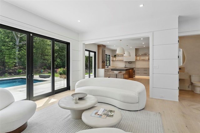 7 Rosemary Ln, Sag Harbor, NY 11963 - living room with light wood-style floors and recessed lighting