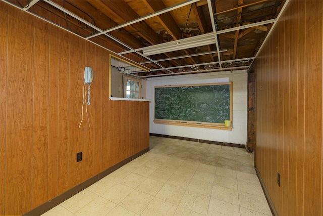 511 Walnut St, Hurley, NY 12443 - below grade area featuring tile patterned floors and wood walls