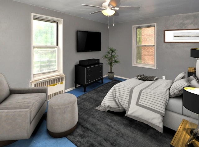 29 Abeel St Unit 4L, Yonkers, NY 10705 - carpeted bedroom featuring radiator heating unit and a ceiling fan