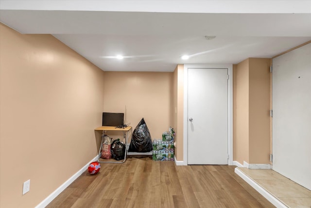 32-17 110, East Elmhurst, NY 11369 - finished below grade area featuring wood finished floors and recessed lighting
