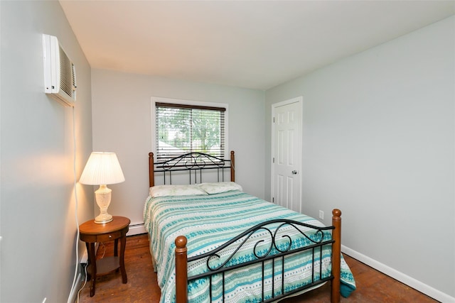 24 Hickory St, Deer Park, NY 11729 - bedroom featuring a baseboard heating unit and a wall mounted AC