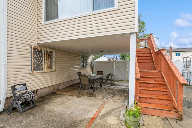 24 Hickory St, Deer Park, NY 11729 - view of patio / terrace featuring stairway and outdoor dining area