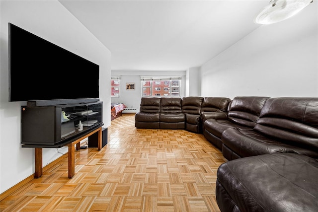 5230 39th Dr Unit 7M, Woodside, NY 11377 - living room featuring baseboard heating and baseboards