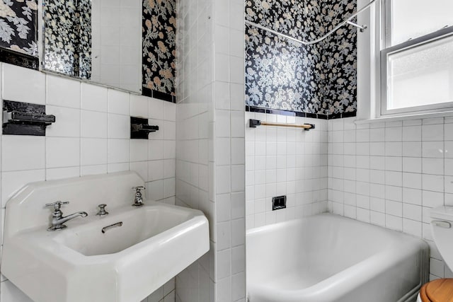 13-19 126th St, College Point, NY 11356 - full bathroom with tile walls and a tub to relax in