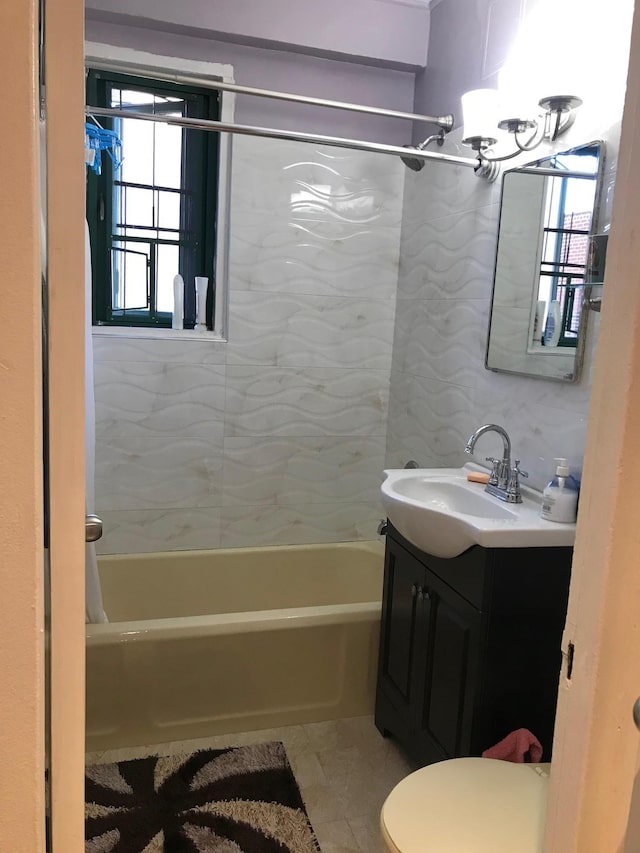 1935 Mcgraw Ave Unit 7C, Bronx, NY 10462 - full bath featuring vanity, healthy amount of natural light, shower / bath combination, and a chandelier