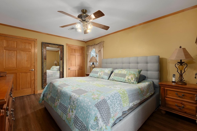 16 Mountain View Dr, Holmes, NY 12531 - bedroom featuring wood finished floors, ceiling fan, and ornamental molding
