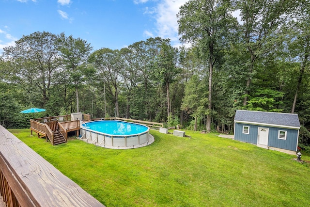 16 Mountain View Dr, Holmes, NY 12531 - outdoor pool with a deck, a yard, and an outbuilding