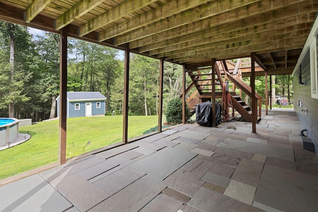 16 Mountain View Dr, Holmes, NY 12531 - view of patio / terrace featuring an outdoor structure and stairway