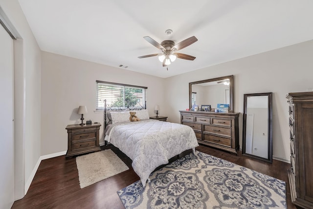 80 Pointe Cir S Unit 80, Coram, NY 11727 - bedroom with dark wood-style flooring and ceiling fan