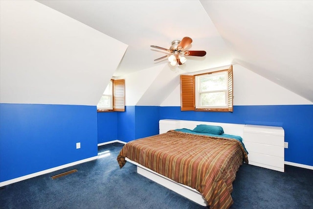 42 N Coleman Rd, Centereach, NY 11720 - bedroom featuring vaulted ceiling, carpet floors, and ceiling fan