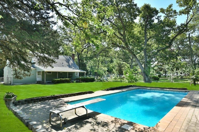 42 N Coleman Rd, Centereach, NY 11720 - outdoor pool with a yard and a diving board