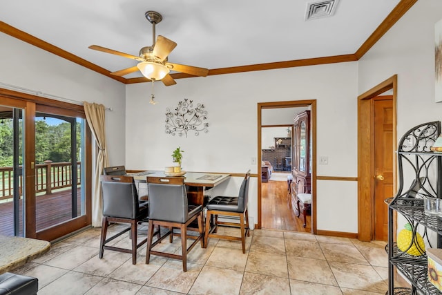 331 Ridge Rd, Campbell Hall, NY 10916 - dining space with crown molding and ceiling fan