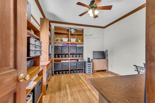 331 Ridge Rd, Campbell Hall, NY 10916 - office space featuring ornamental molding, light wood-type flooring, and a ceiling fan