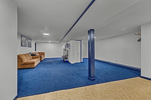 331 Ridge Rd, Campbell Hall, NY 10916 - interior space with carpet flooring, baseboard heating, and recessed lighting