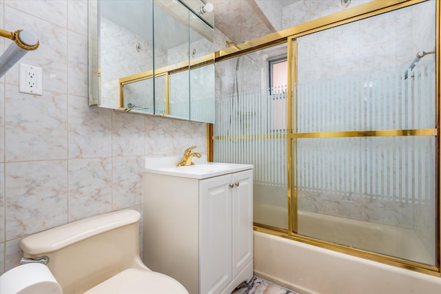 67-30 Clyde St Unit 3L, Forest Hills, NY 11375 - bathroom with enclosed tub / shower combo, tile walls, and vanity
