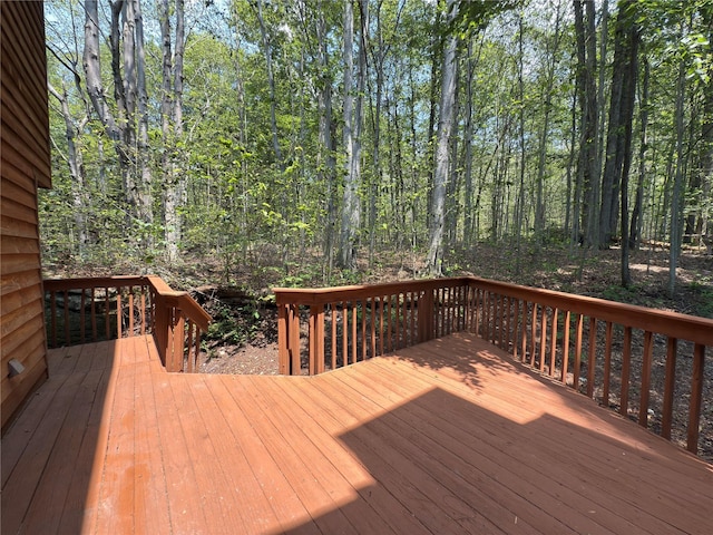 59 Meadowlark Ln, Woodridge, NY 12789 - wooden terrace with a forest view