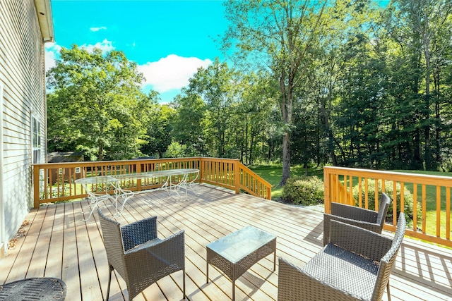 27 Balsam Rd, Hyde Park, NY 12538 - wooden terrace featuring view of wooded area