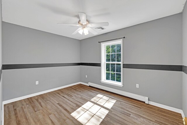 27 Balsam Rd, Hyde Park, NY 12538 - empty room with a baseboard radiator, ceiling fan, and wood finished floors