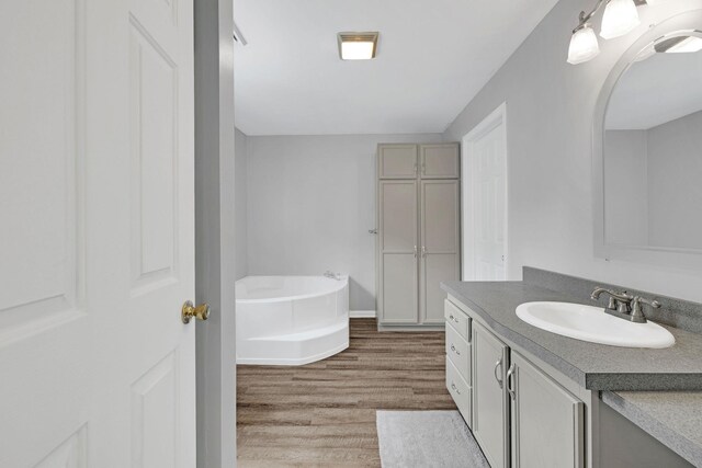 27 Balsam Rd, Hyde Park, NY 12538 - bathroom with vanity, wood finished floors, and a garden tub