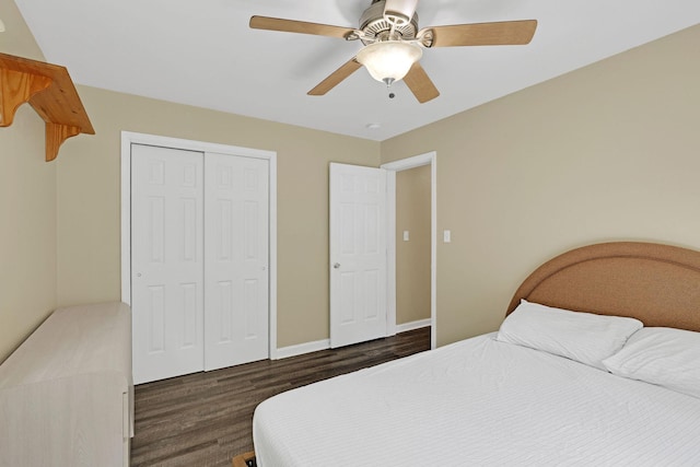 27 Balsam Rd, Hyde Park, NY 12538 - bedroom featuring dark wood-style floors, a closet, and a ceiling fan