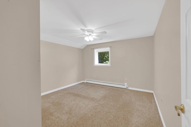 27 Balsam Rd, Hyde Park, NY 12538 - carpeted spare room featuring a baseboard radiator, a ceiling fan, and lofted ceiling