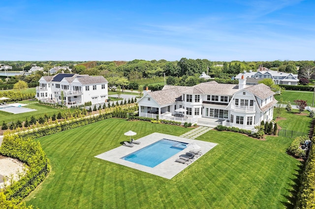 1 Fiske Ave, Westhampton Beach, NY 11978 - aerial view of property and surrounding area featuring a pool area