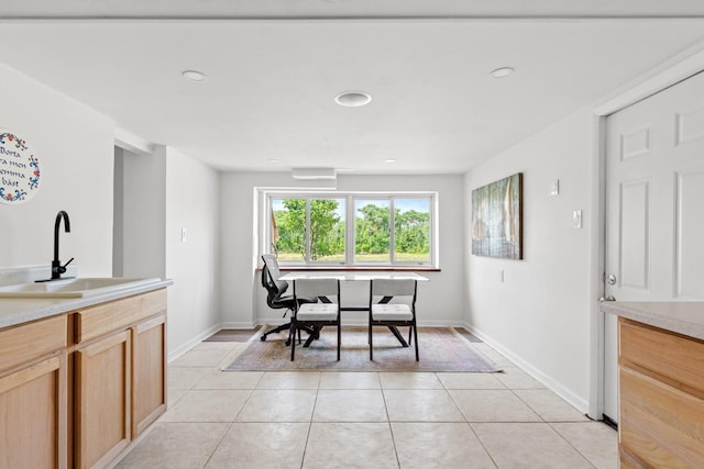 8 The Fairway, Oak Beach, NY 11702 - office area with light tile patterned floors and recessed lighting