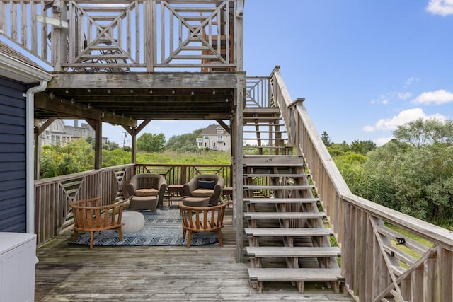 8 The Fairway, Oak Beach, NY 11702 - wooden terrace featuring stairs