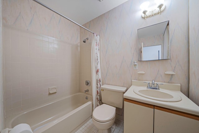 77 Fairview Cir Unit 77, Middle Island, NY 11953 - full bathroom with shower / tub combo with curtain, vanity, and tile patterned floors