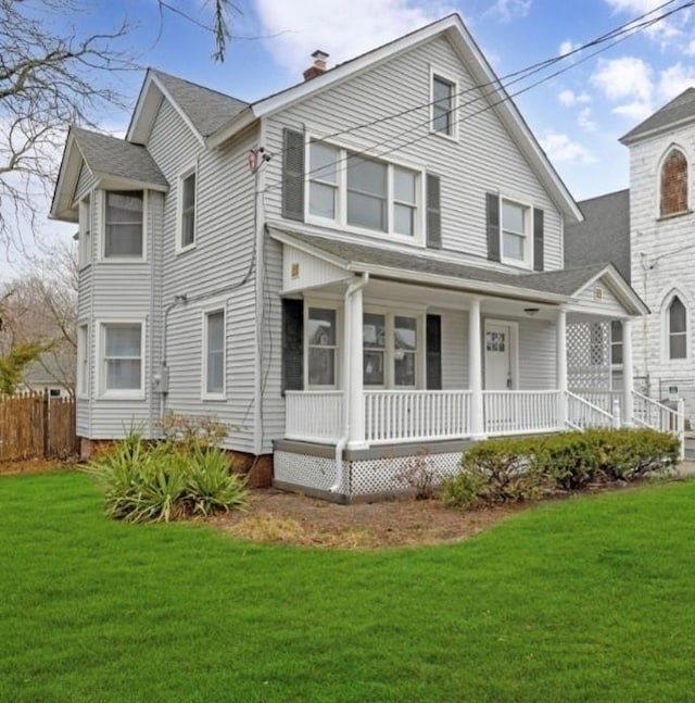 178 N Ocean Ave, Patchogue, NY 11772 - view of front facade featuring covered porch and a chimney