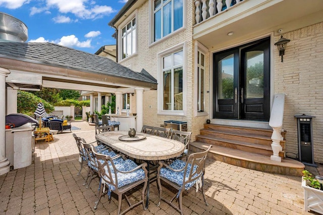 35 Jeffrey Pl, Staten Island, NY 10307 - view of patio / terrace featuring entry steps, a gazebo, and outdoor dining space