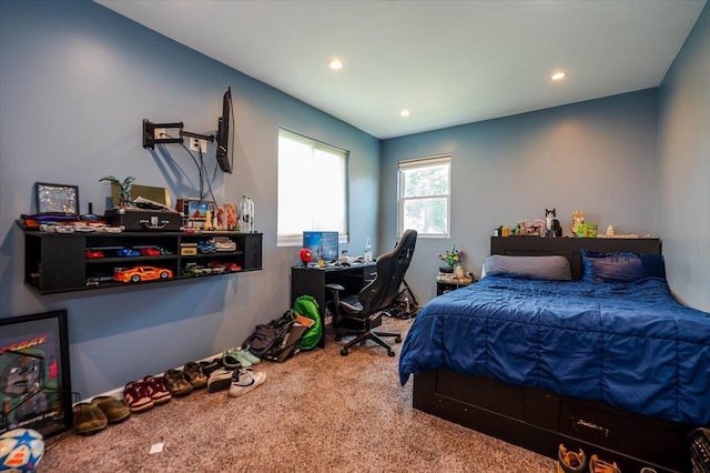 137 Jefferson St, Inwood, NY 11096 - carpeted bedroom with recessed lighting and an office area
