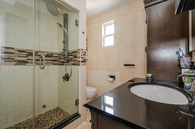 137 Jefferson St, Inwood, NY 11096 - full bath featuring tile walls, vanity, and a shower stall