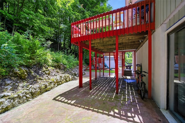49 Raker Rd, Poughkeepsie, NY 12603 - view of patio / terrace with a wooden deck and stairway