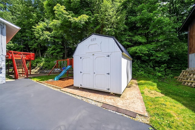 49 Raker Rd, Poughkeepsie, NY 12603 - view of shed featuring a playground and stairs