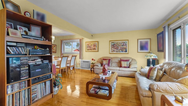 2334 Belmont Ave, Elmont, NY 11003 - living area with plenty of natural light, light wood-style flooring, and an AC wall unit