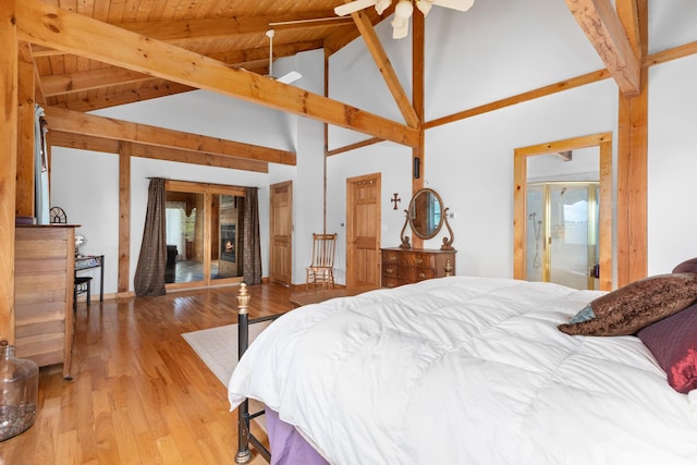 17 Conover Way, Lagrangeville, NY 12540 - bedroom with wood finished floors, a wooden ceiling with exposed beams, and high vaulted ceiling