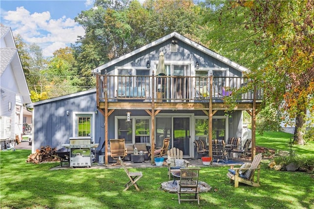 5 Orchard Dr, North Salem, NY 10560 - rear view of house with a yard, a wooden deck, and a patio area