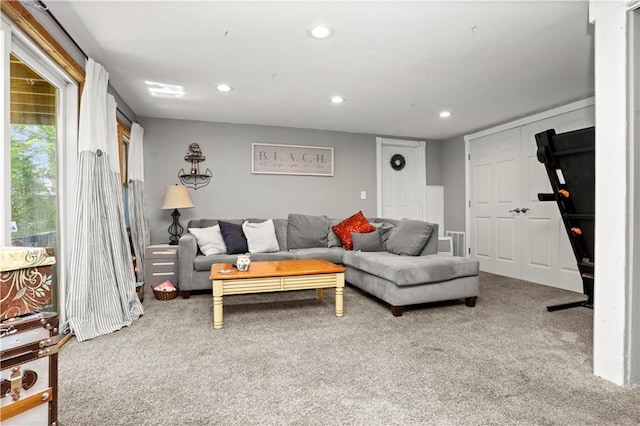 5 Orchard Dr, North Salem, NY 10560 - carpeted living room featuring recessed lighting