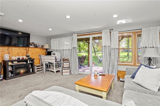 5 Orchard Dr, North Salem, NY 10560 - carpeted living area featuring recessed lighting and a glass covered fireplace