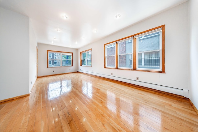 2162 24th St, Astoria, NY 11105 - unfurnished room with a baseboard radiator and light wood-style flooring