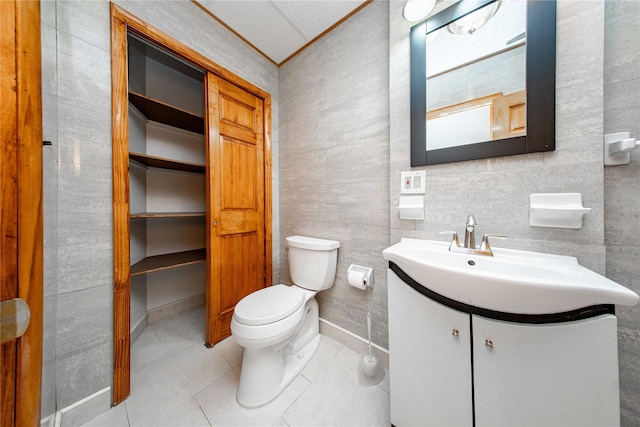 2162 24th St, Astoria, NY 11105 - half bathroom featuring vanity and tile patterned flooring