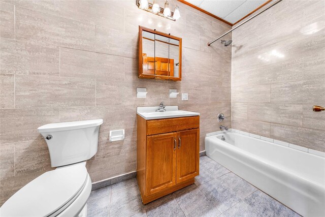 2162 24th St, Astoria, NY 11105 - bathroom with vanity, shower / bath combination, and tile patterned floors