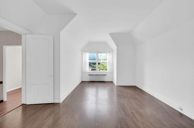 29 William St, Ossining, NY 10562 - additional living space featuring radiator heating unit, lofted ceiling, and wood finished floors