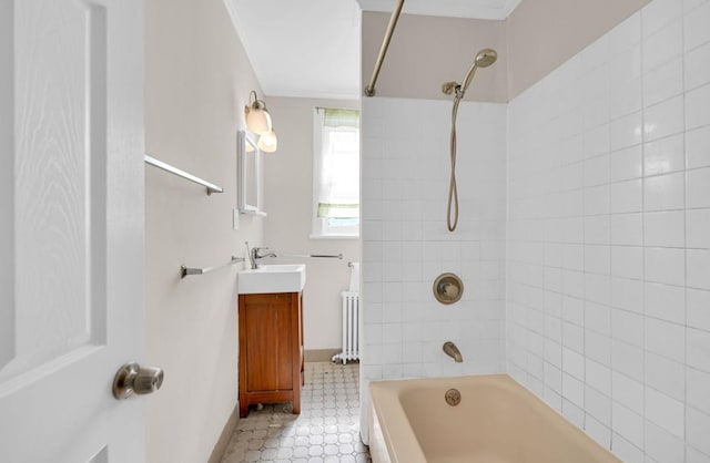 29 William St, Ossining, NY 10562 - bathroom featuring radiator, vanity, and washtub / shower combination