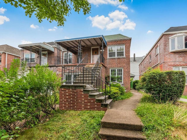 3227 Bruckner Blvd, Bronx, NY 10461 - view of front facade with stairway and brick siding