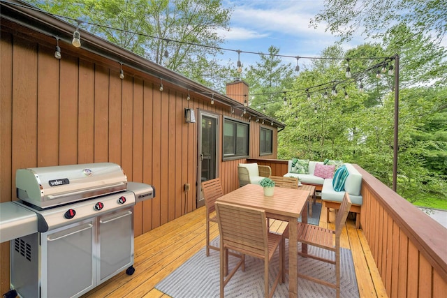 182 Arbor Crst, Somers, NY 10589 - wooden deck featuring a grill and an outdoor hangout area
