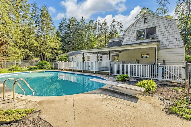 8 W Ln, South Salem, NY 10590 - view of swimming pool featuring a patio, a diving board, and cooling unit