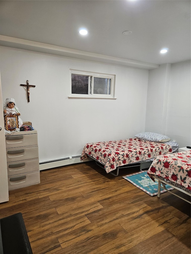 78 Carmine Dr Unit D14, Wappingers Falls, NY 12590 - bedroom with a baseboard radiator, dark wood finished floors, and recessed lighting