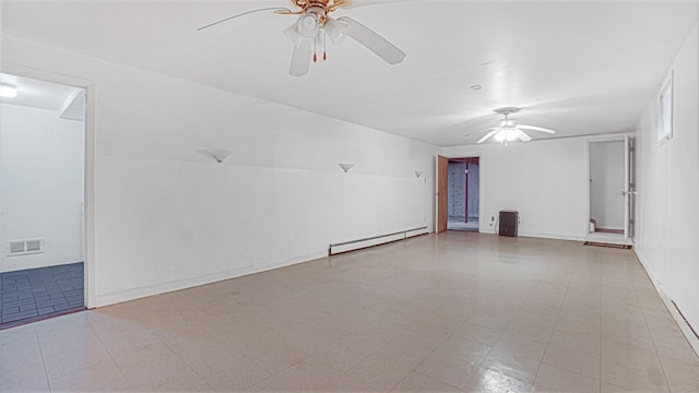 70 Wilson Ave, Mastic Beach, NY 11951 - empty room with a baseboard heating unit and ceiling fan